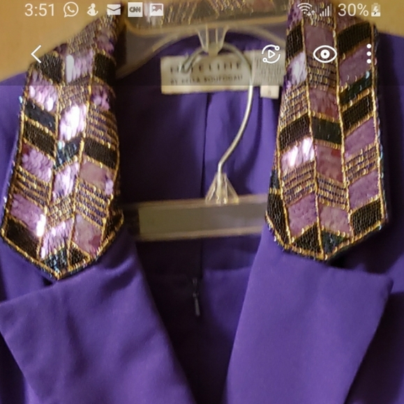 Purple/violet suit/ beaded collar - Picture 13 of 16